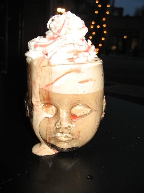 Clear Baby Head Cup with drippy whipped cream