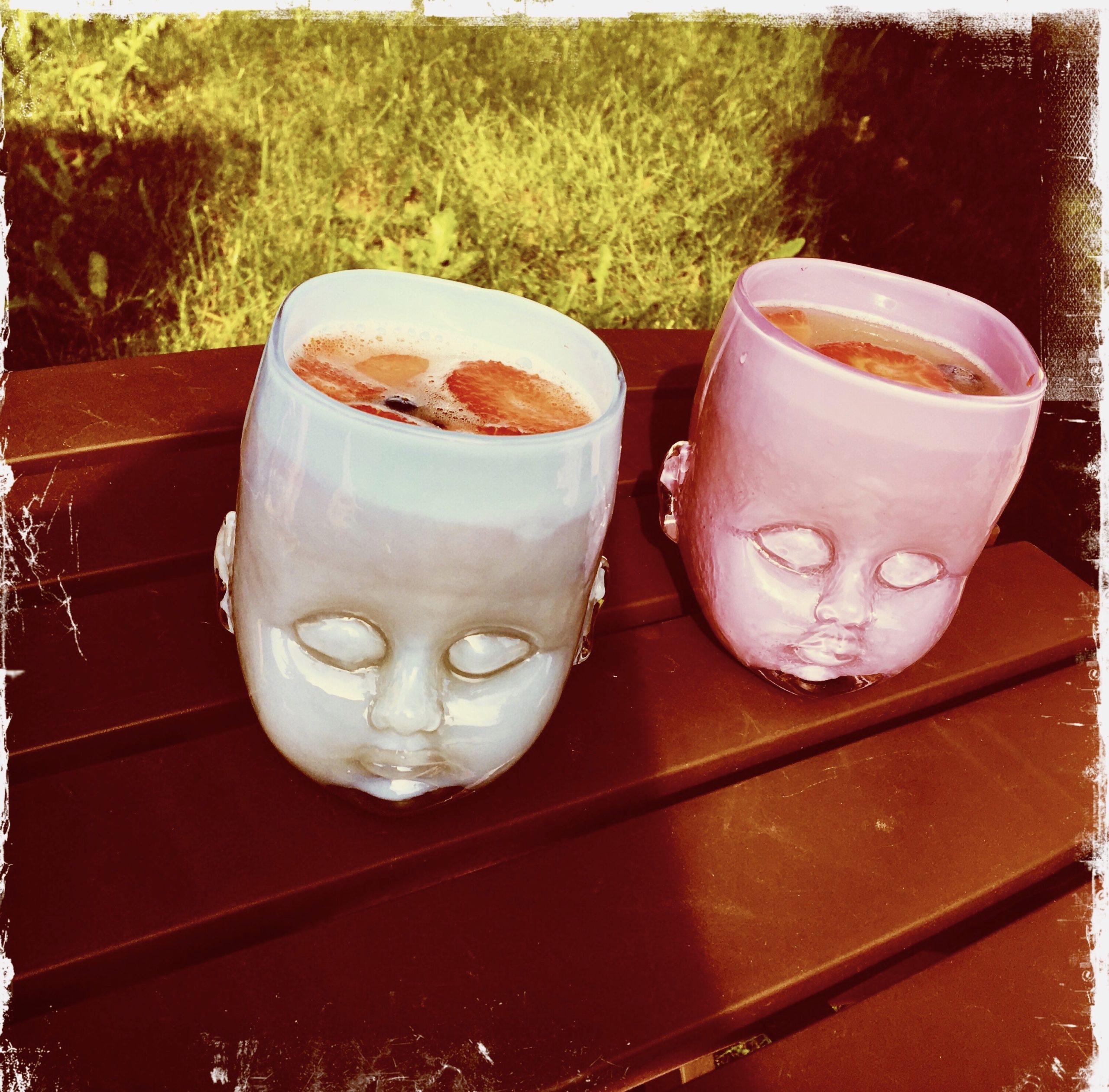 Baby Head Cups with Mojitos inside