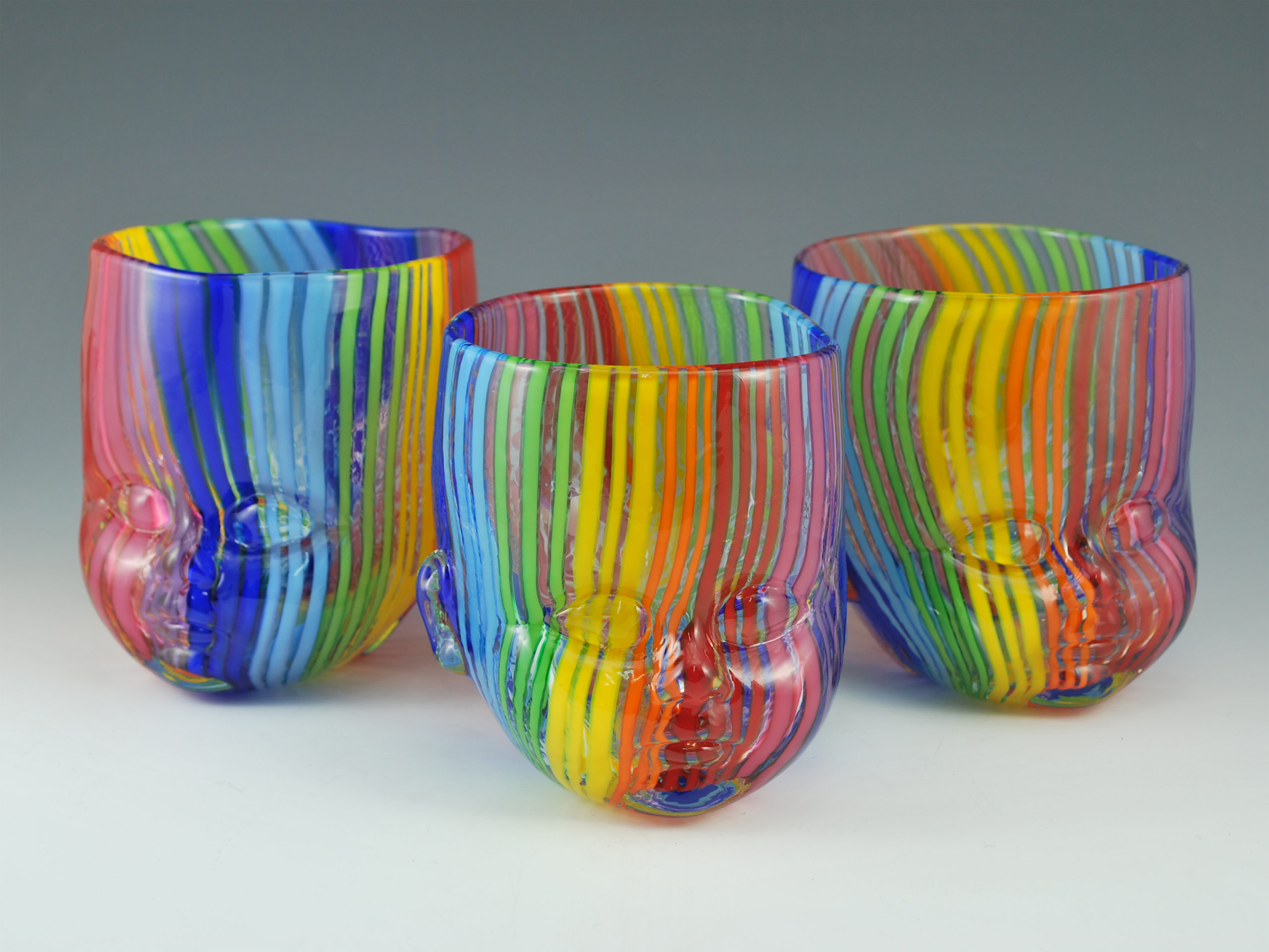 Three Rainbow Baby Head Cups
