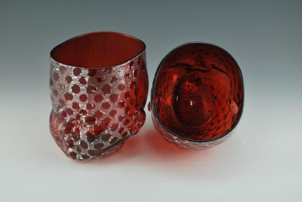 Two Light Copper Ruby Baby Head Cups