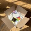 Delivered gift box full of packing peanuts