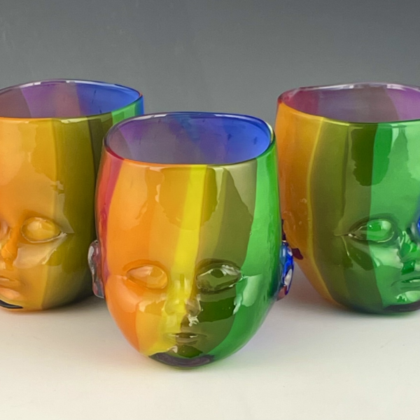 3 Rainbow Baby Head Cups